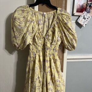 Olivaceous Yellow Floral Mini Dress